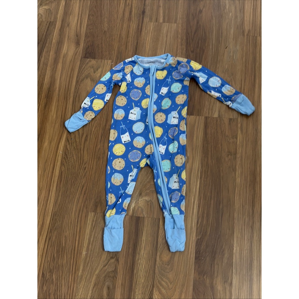 Little Sleepies Baby Boys 6-12 Months Milk And Cookies Bamboo Footie Sleeper PJ